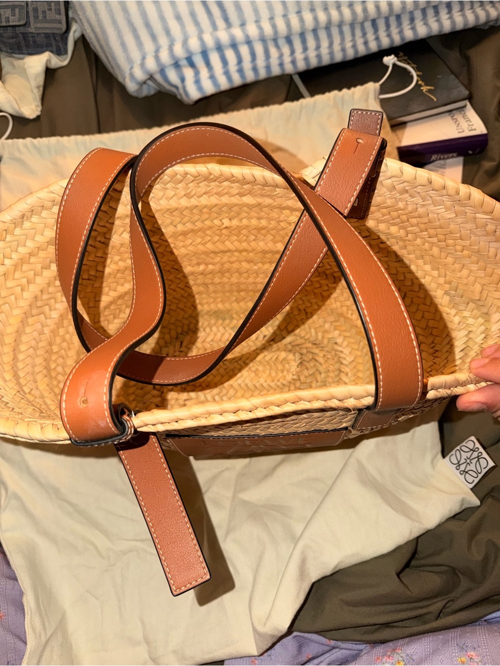 Loewe Raffia Large basket Tote bag Natural Tan - Picture 2 of 4